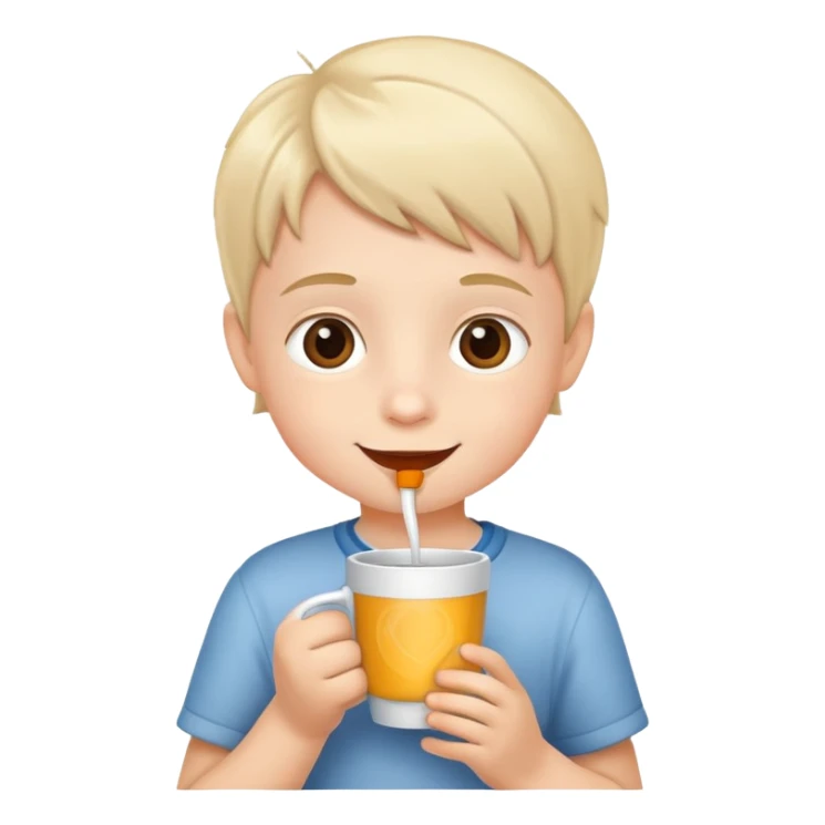 child holding a cup and drinking, happy and friendly sticker
