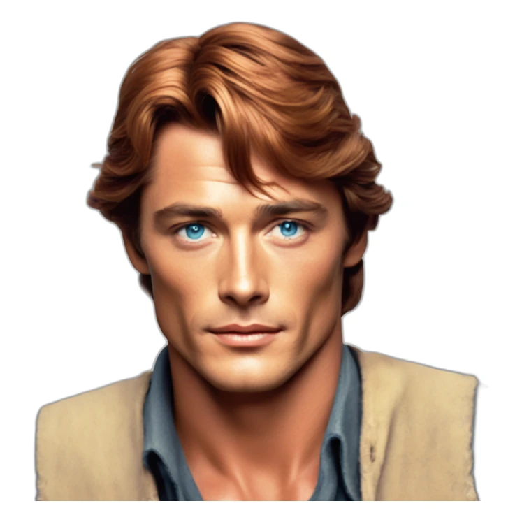 Alain delon young blue eyes neat gelled flat red hair farmer sticker