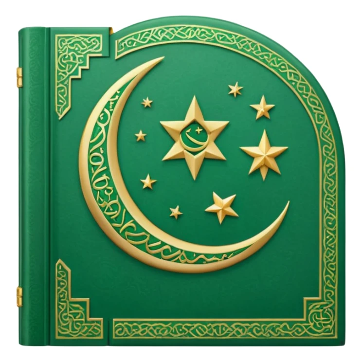 Closed Quran with the Islamic Symbol on it (moon and star) green from left to right sticker