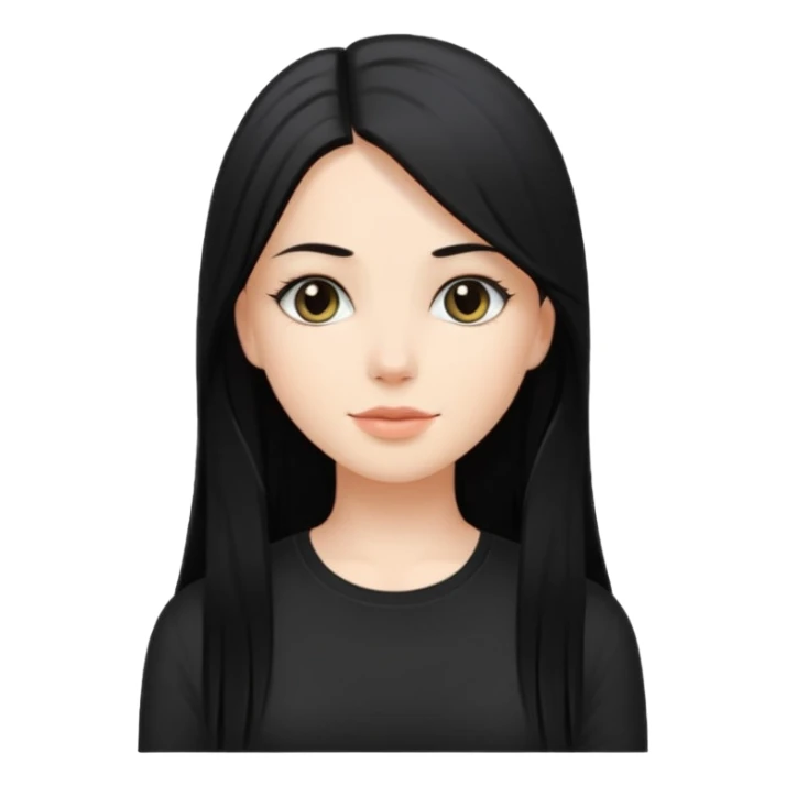 Chica bonita blanca de cabello largo liso y negro  sticker