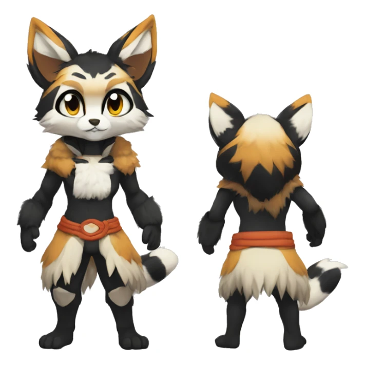 Kemono-style, Chibi, Anthro-Fur-Sona-Fakémon, clothing, Full Body sticker