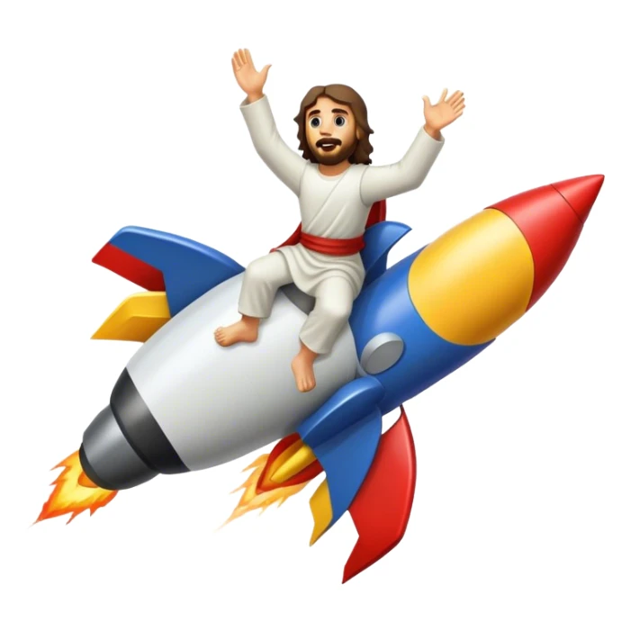 jesus riding a rocket france black boom!  sticker