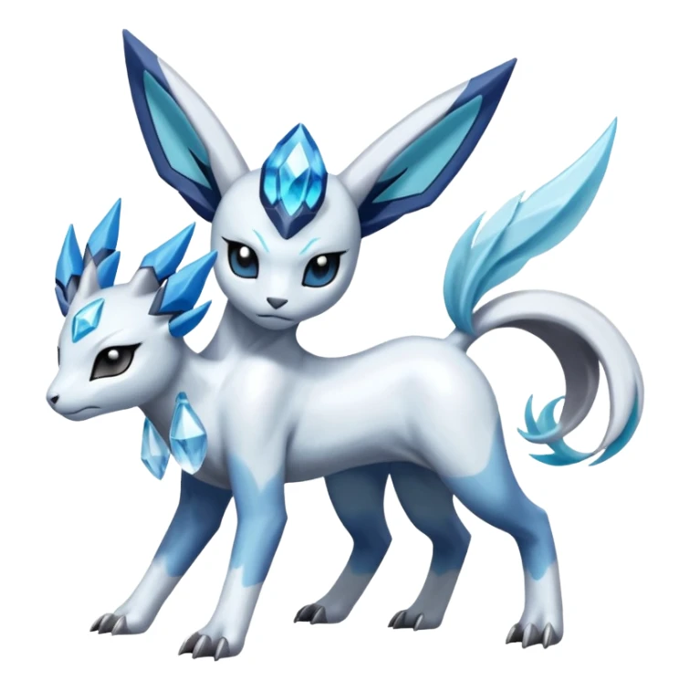 Absol-Meloetta-Glaceon-Dialga-Suicune-fusion-animal-Fakémon-hybrid-creature sticker