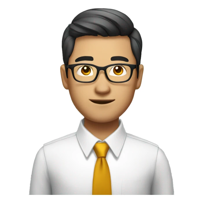 asian guy professional, looking like CEO, confident, glasses sticker