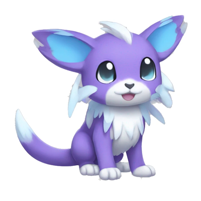 Cute cool purple white blue animal hybrid Fakemon full body sticker