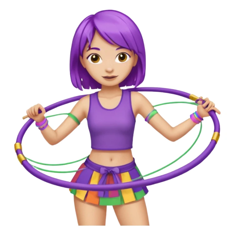 purple haired light skinned woman hula hooping sticker