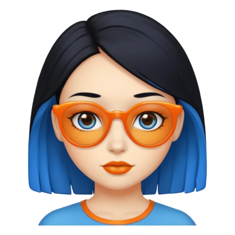 blue skinned orange glassed child girl sticker