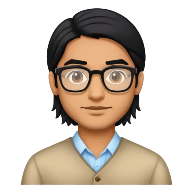 indian guy with glasses and long hair sticker