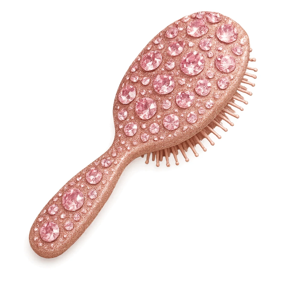 pink jeweled hairbrush sticker