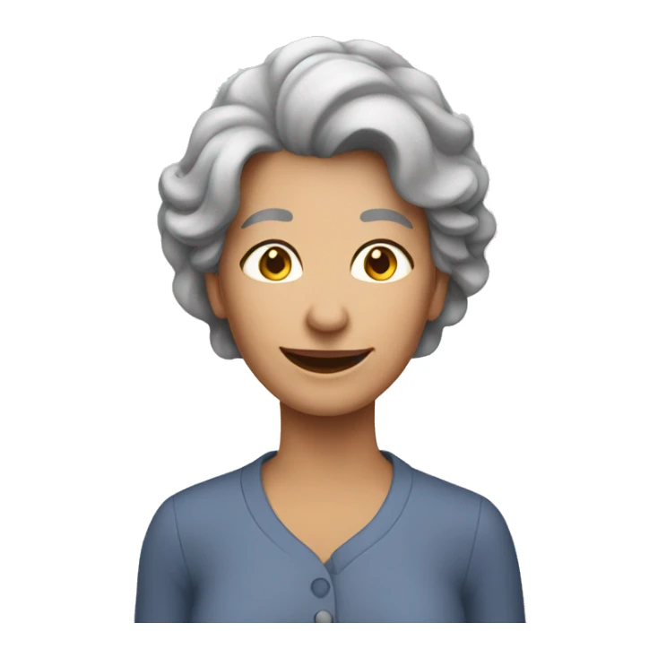older woman gray middle l hair happy face sticker