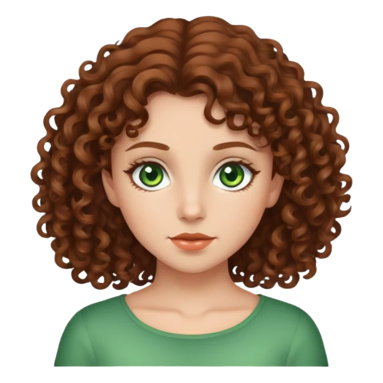girl with brown curly hair and green eyes sticker