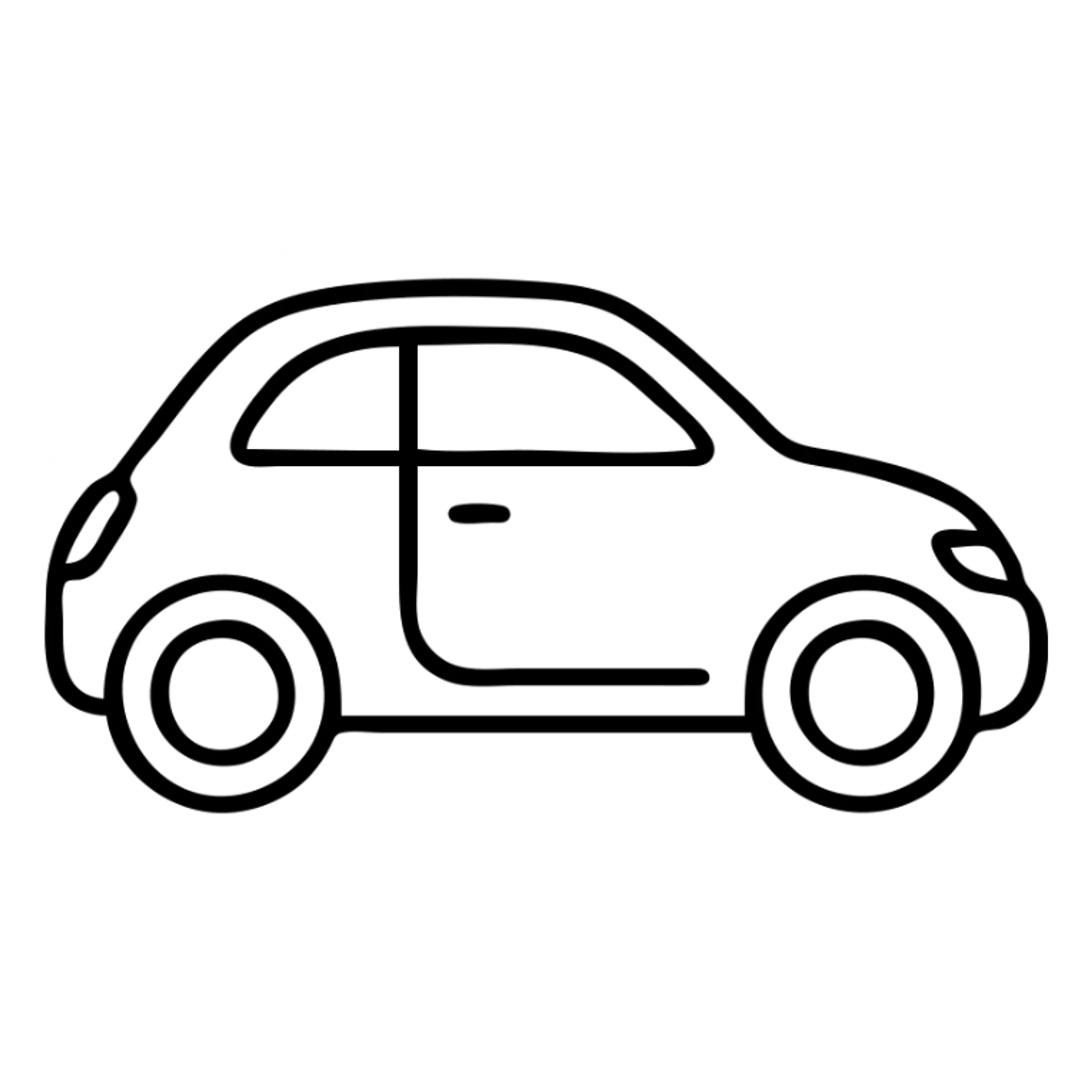 Fiat 500 car icon, minimal outline style sticker