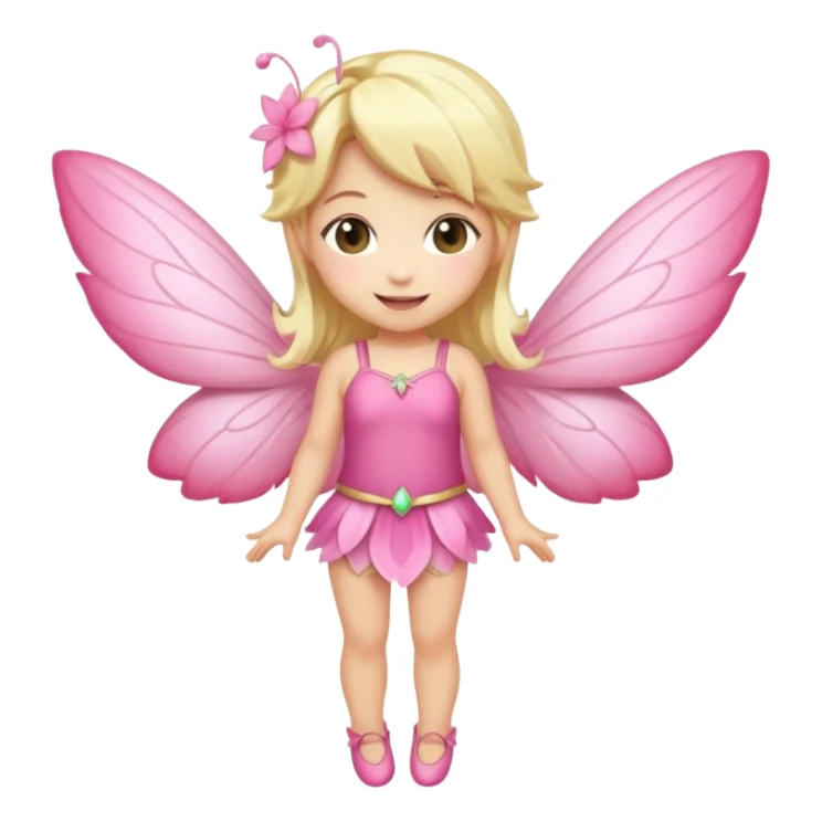 fairy with blonde hair, pink wings, happy, chibi full body sticker