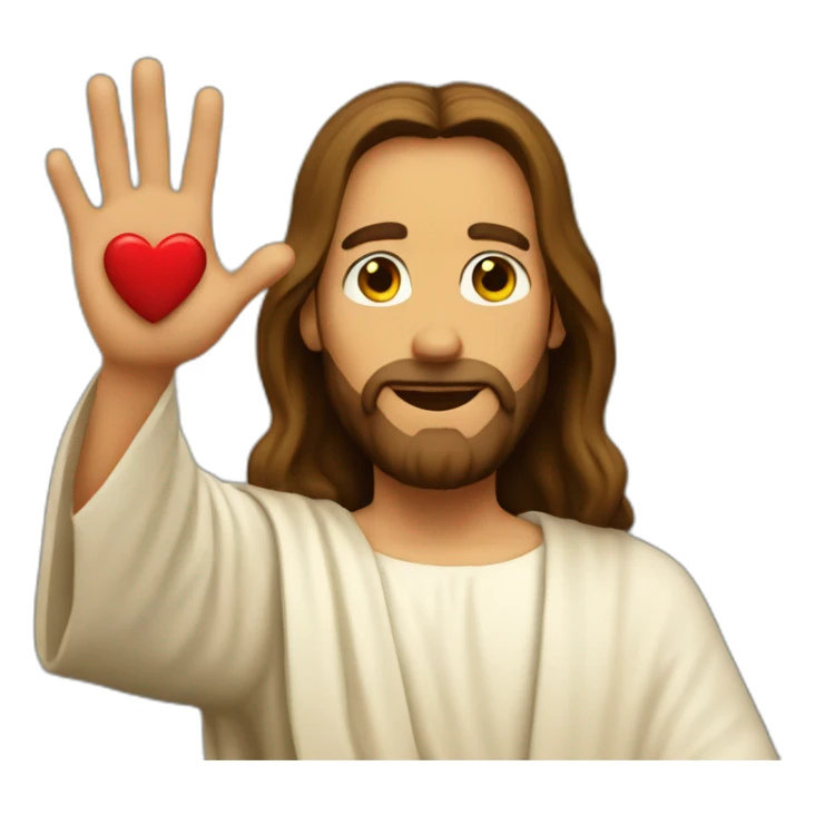 jesus showing heart love with fingers sticker