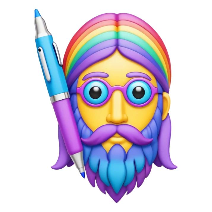 3D, psychedelic colored pen, hippie style sticker