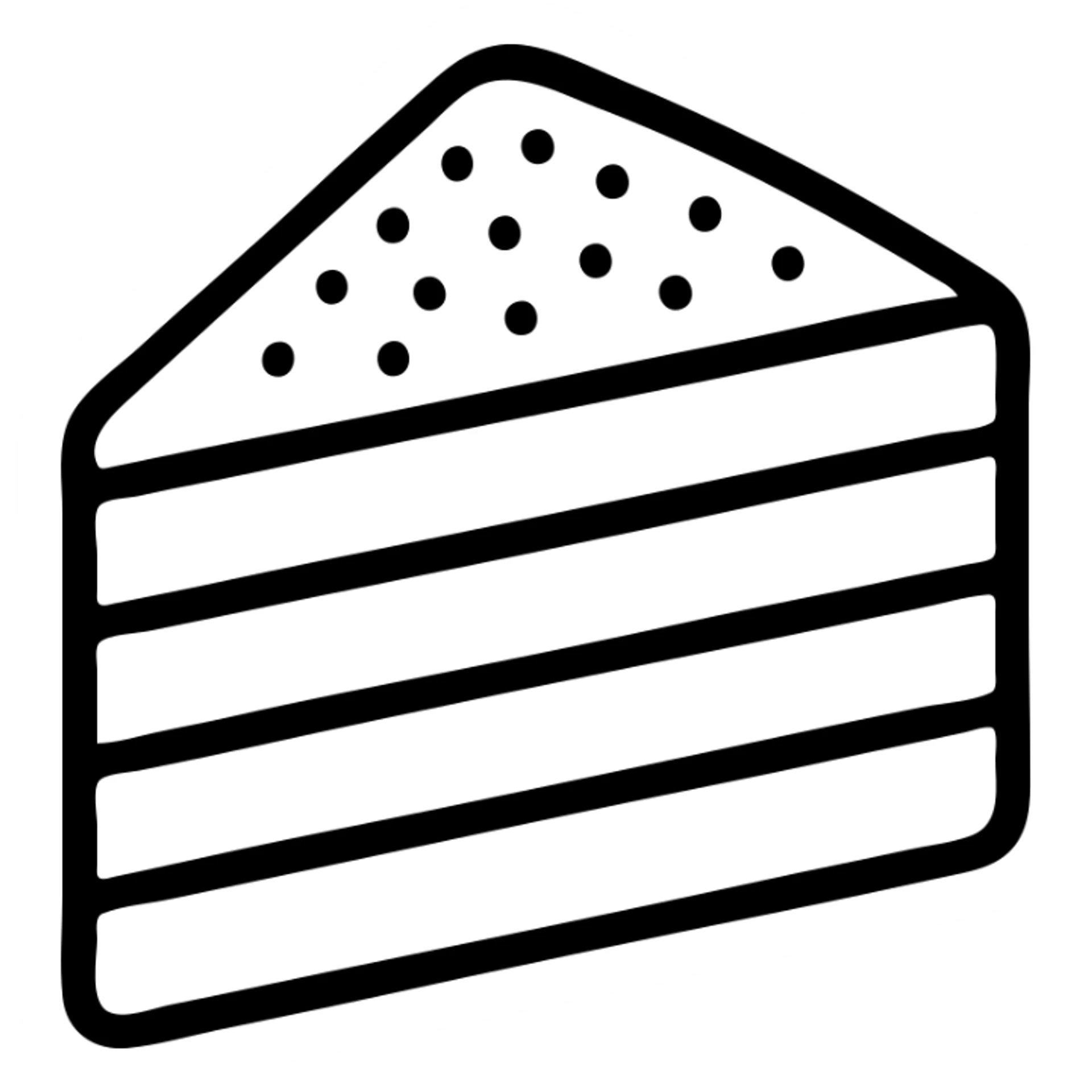 A piece of tiramisu with cocoa powder on top and visible layers sticker