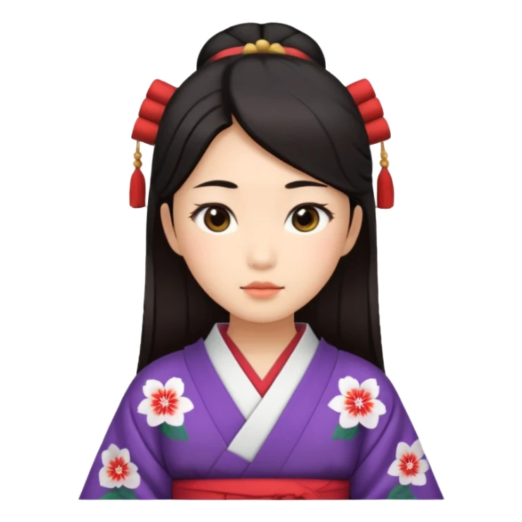 Asian girl wearing traditional Japanese clothes sticker