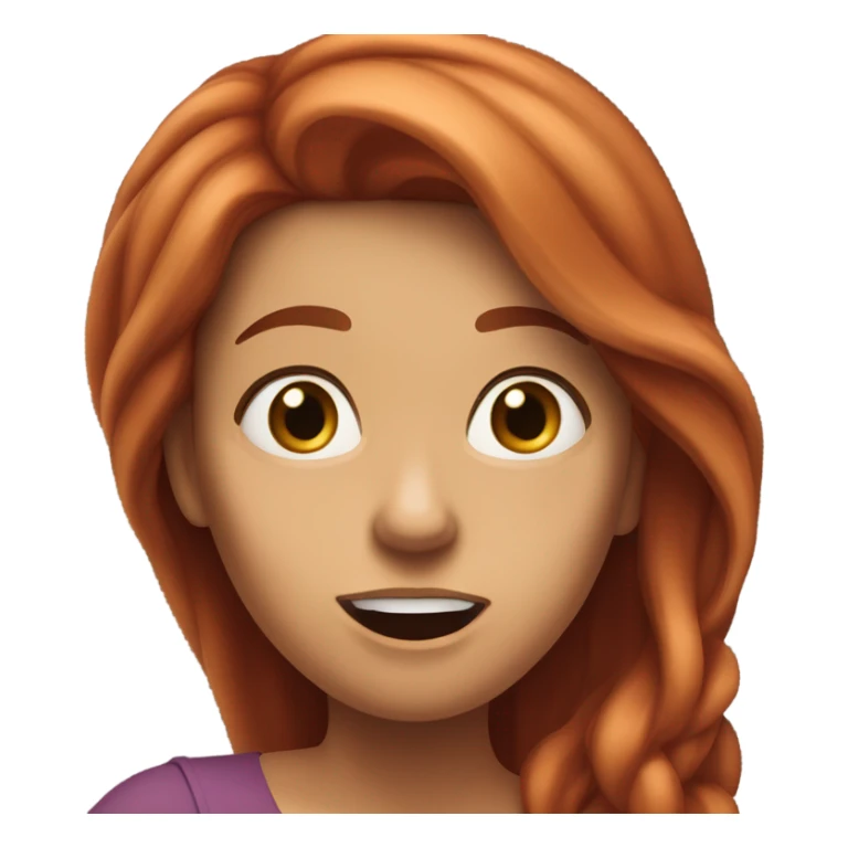 Woman long red hair jaw open like omg sticker