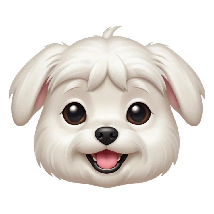 Cinematic Comical Maltese Portrait Emoji, Head tilted dramatically with an exaggeratedly amused or surprised expression, featuring a silky white coat with a playful sheen, wide, expressive dark eyes filled with exaggerated disbelief, Simplified yet hilariously expressive features, highly detailed, glowing with a slightly sassy glow, high shine, dramatic yet playful, stylized with an air of cheeky charm, bright and endearing, soft glowing outline, capturing the essence of a spirited and over-the-top companion, so meme-worthy it feels like it could side-eye its way into internet fame instantly! sticker