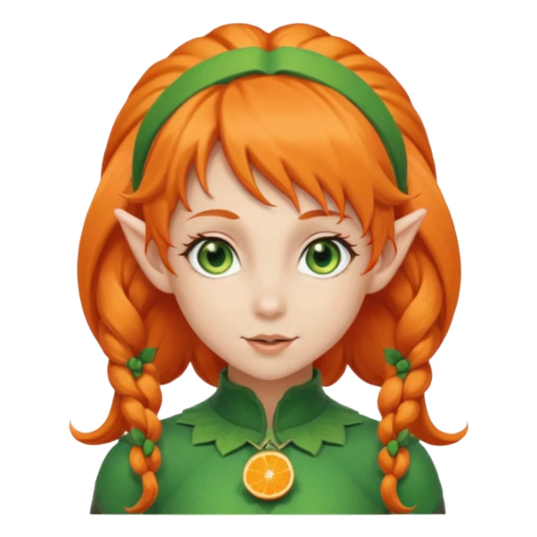 Orange Haired Elf, Elf girl with orange ponytail hair sticker