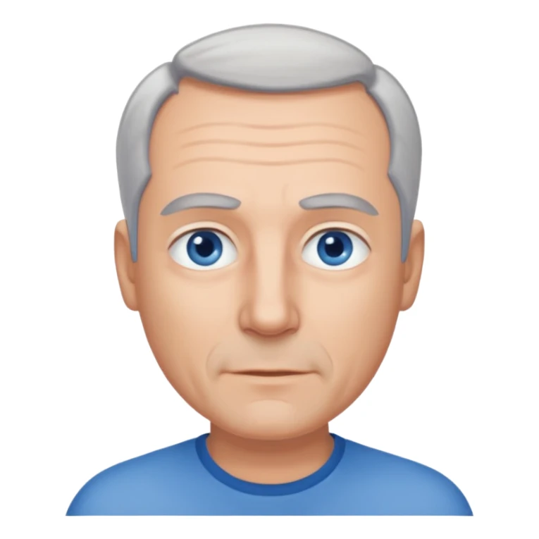 Middle aged man with receding grey hair and no beard, blue eyes sticker