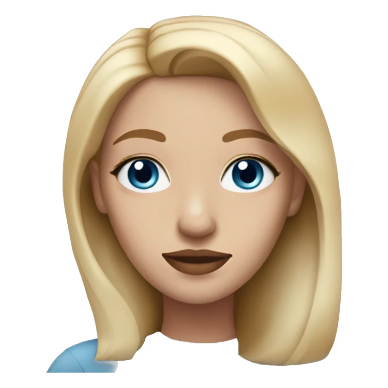 blonde woman with blue eyes middle part light pink lips sticker