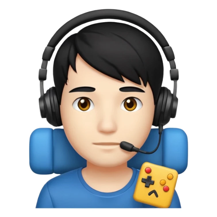 A gamer boy black hair  sticker