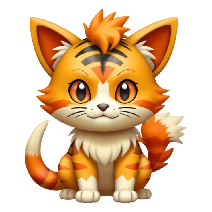 Shiny Cute Adorable Meowth-Litten-Littleo-Growlithe-Hybrid-Creature with pattern-markings sticker