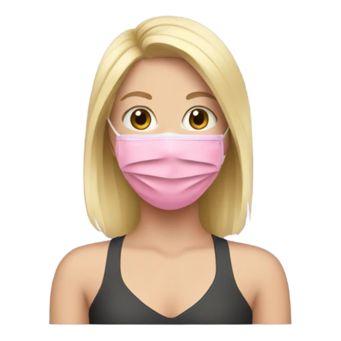 Blonde girl with a pink face mask sticker