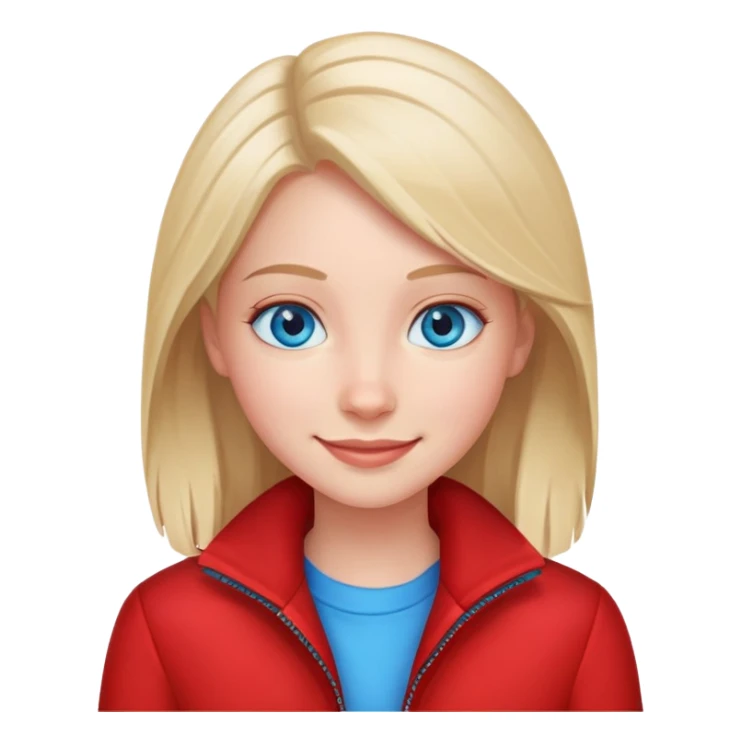smiling girl in red jacket with blue eyes sticker