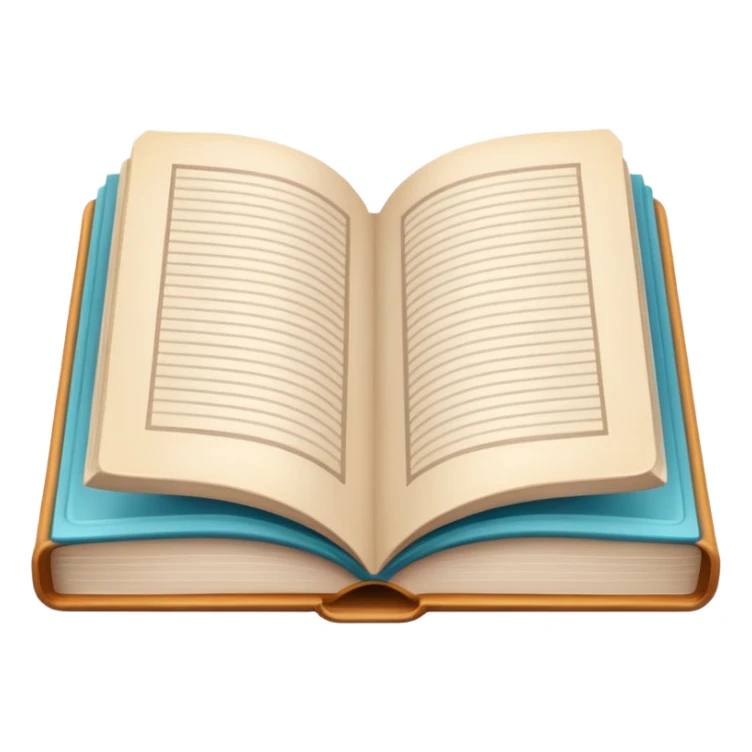 Flat iOS-style icon of an open book. Simple lines, soft gradients, clean minimalist design. sticker