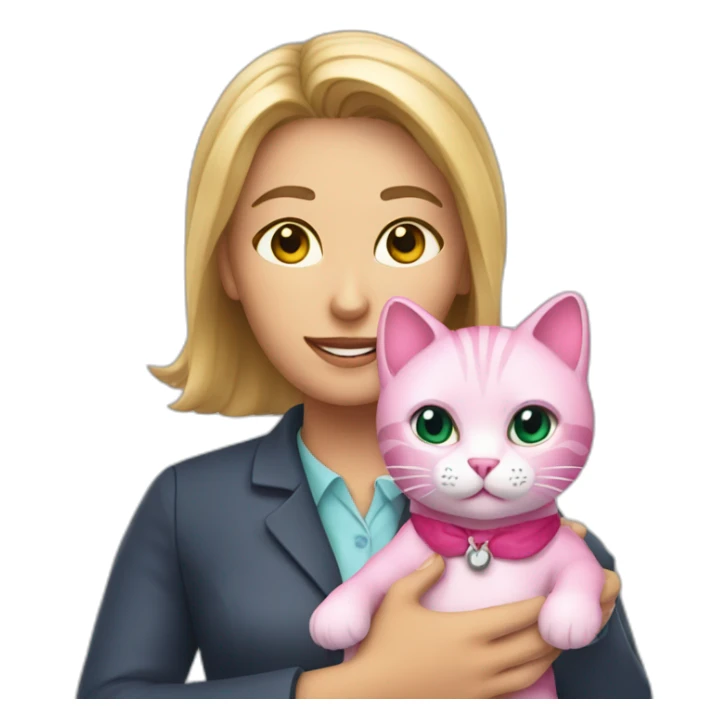 airport teller with pink cat in hands sticker