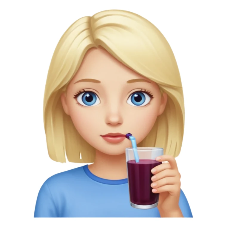 blonde girl with blue eyes drinking elderberry juice sticker