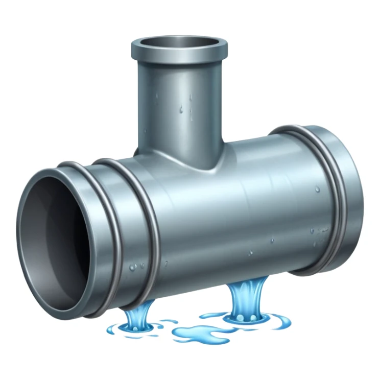 sewer steel shiny pipe with leaking water  sticker