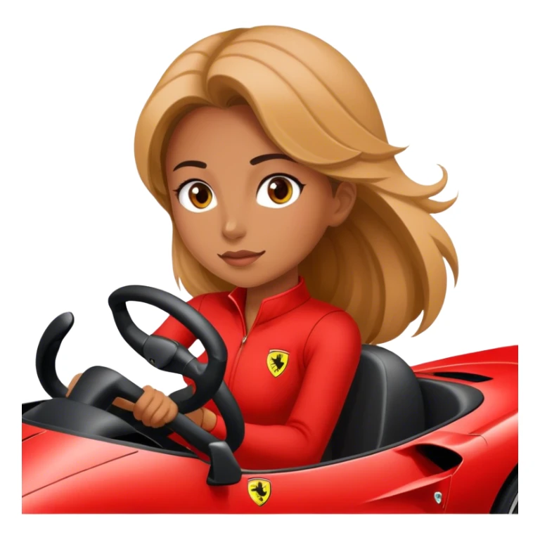 The girl rides a Ferrari sticker