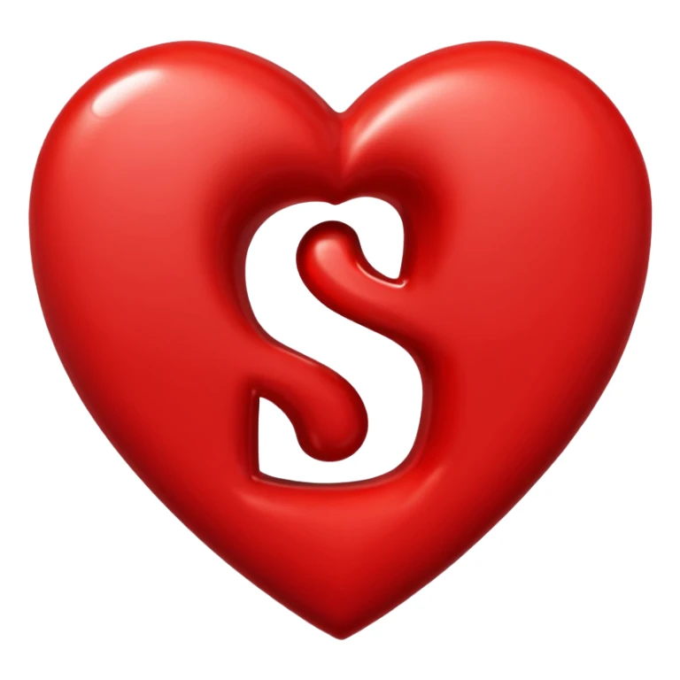 Love heart in red color and center s letter only sticker