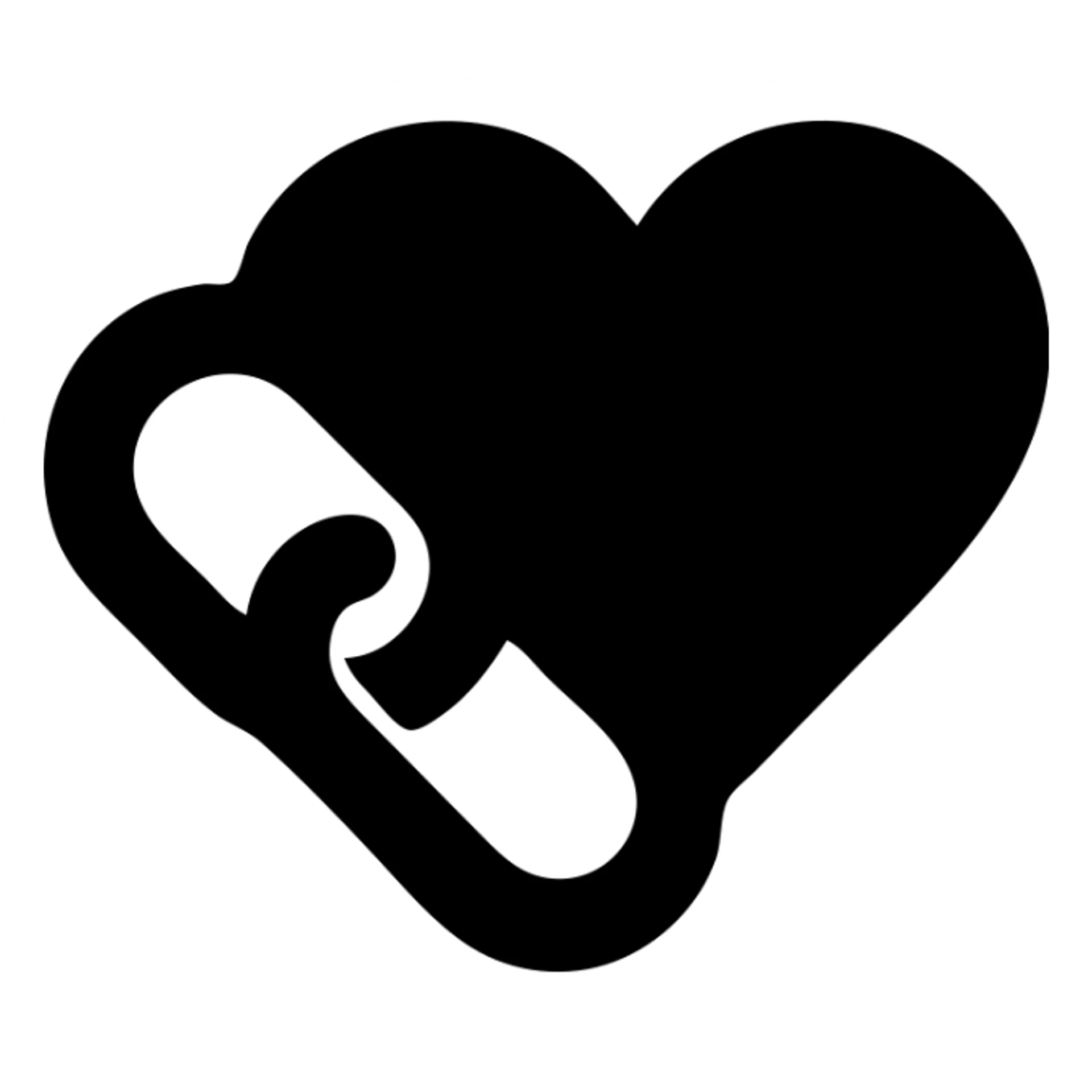 chain heart, solid black icon, bold lines sticker