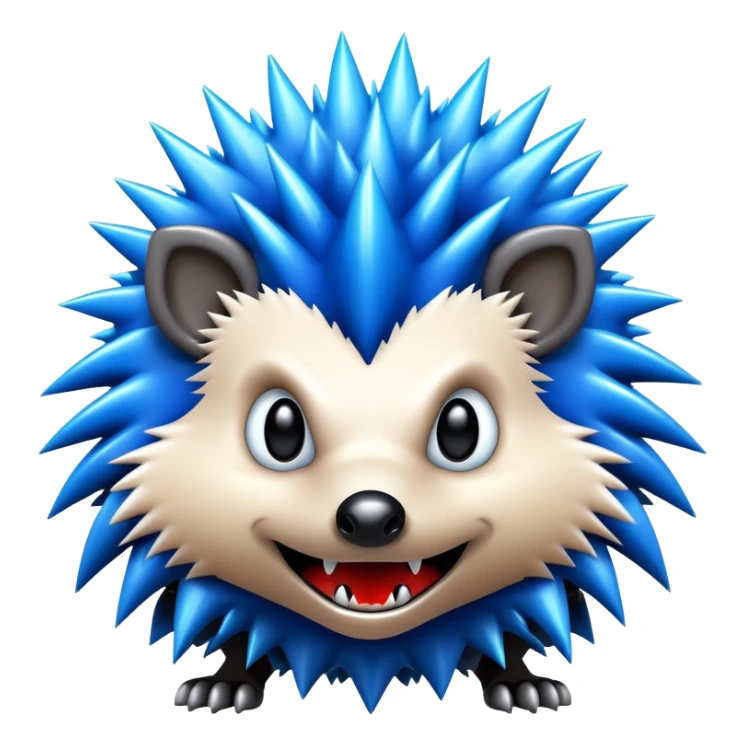 a fantastical dangerous and spooky electric hedgehog with sharp teeth, metal electric spikes, and strong fangs, electricity and lightning coming, menacing look sticker