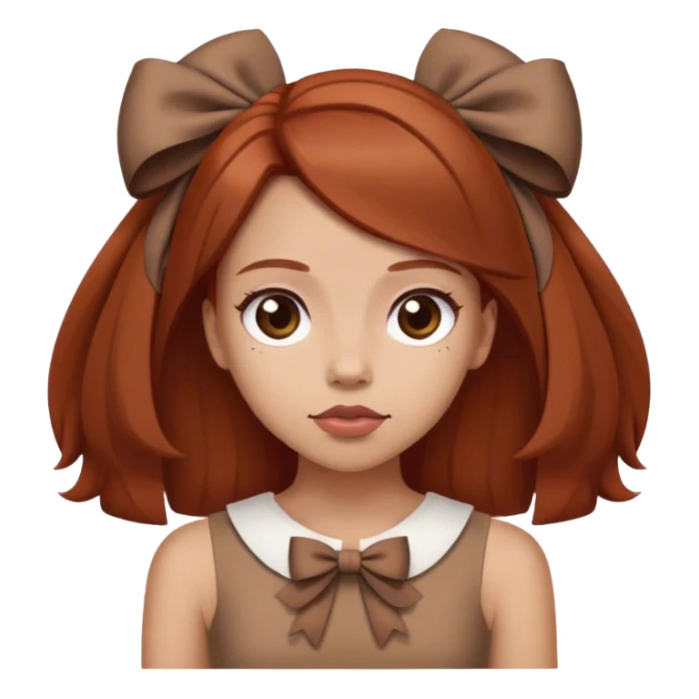 girl with reddish blunt hair and with and 2 bows brown dress sticker
