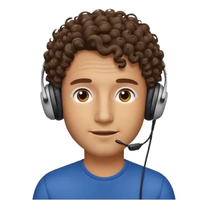 curly hair man wearing headphones sticker