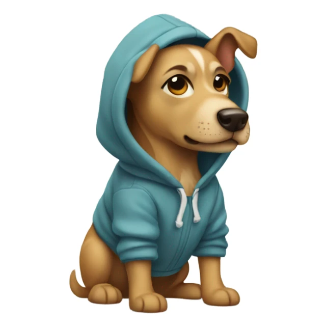 Dog wearing hoodie with mini boots on sticker