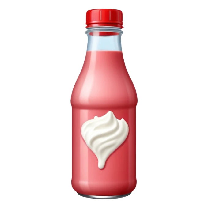 Drinkable strawberry yogurt in a black and red bottle sticker