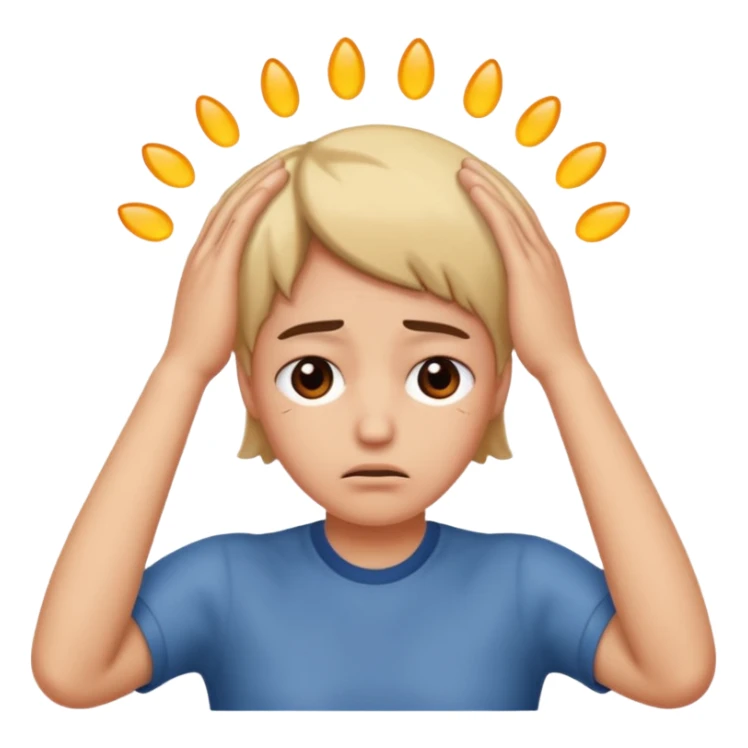 an emoji looks disappointed while hands are on hed sticker