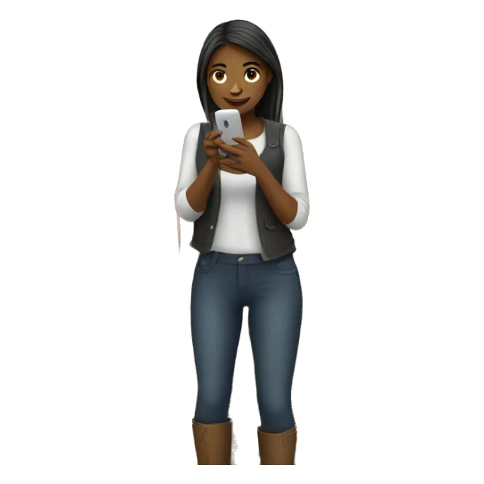 girl on the farm standing with phone sticker