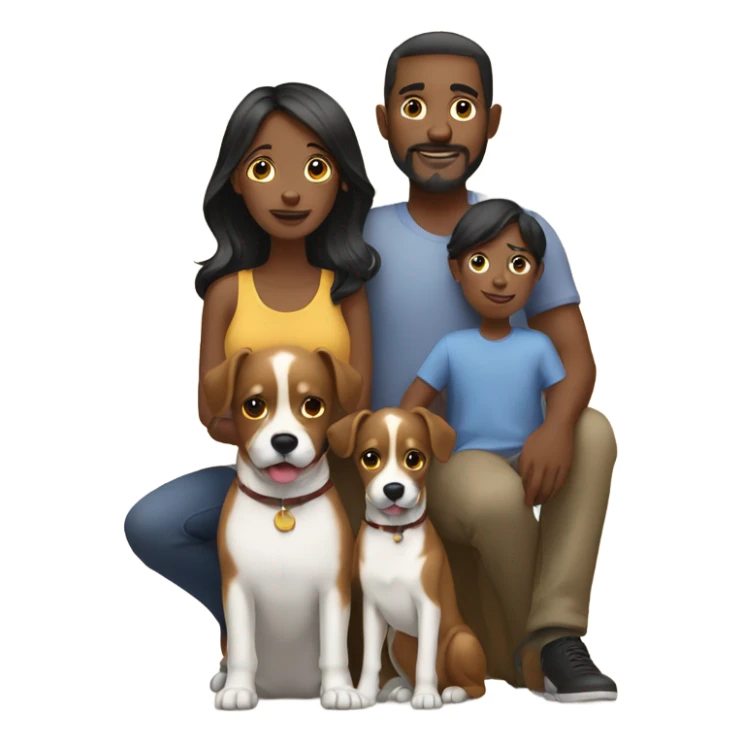 black family with 2 dogs sticker