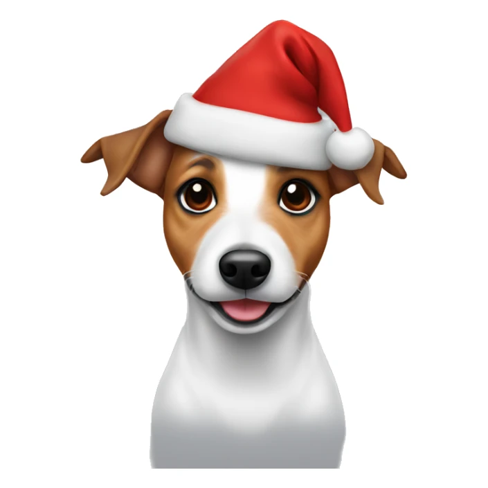 Jack Russell with a Christmas hat sticker