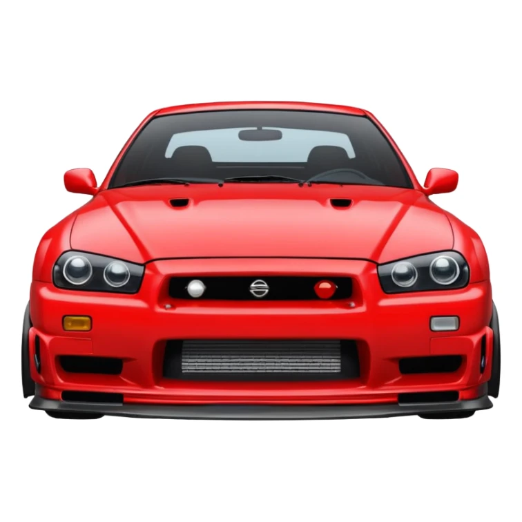 Nissan Skyline GTR R34, front view, expressive, emoji style, Discord icon sticker