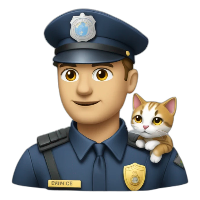 Un policier futuriste avec un chat sur la tête sticker