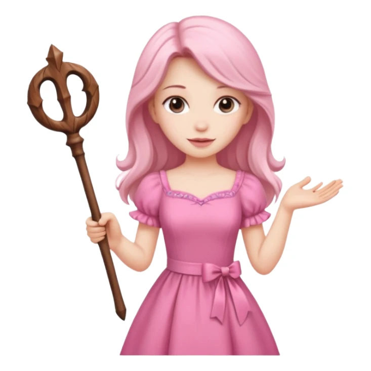 beautiful-haired in pink woman with a wand sticker