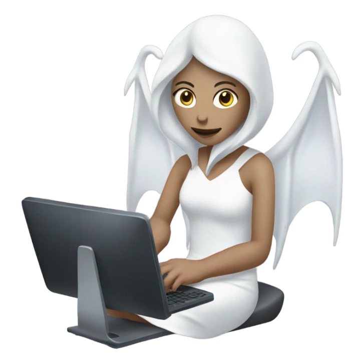 white demon in dress in computer sticker